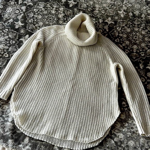 a new day, women’s size medium, cream colored, cowl-neck, tunic length, sweater - Picture 1 of 7